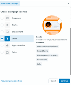 Create a campaign in Facebook Ads Manager with the objective “Lead Generation.